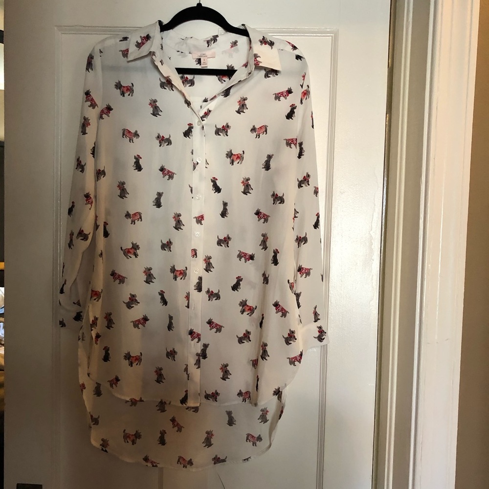 Oversized flowy Scottie Dog Blouse